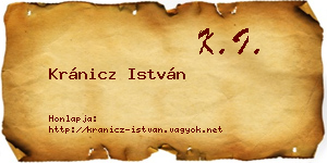 Kránicz István névjegykártya